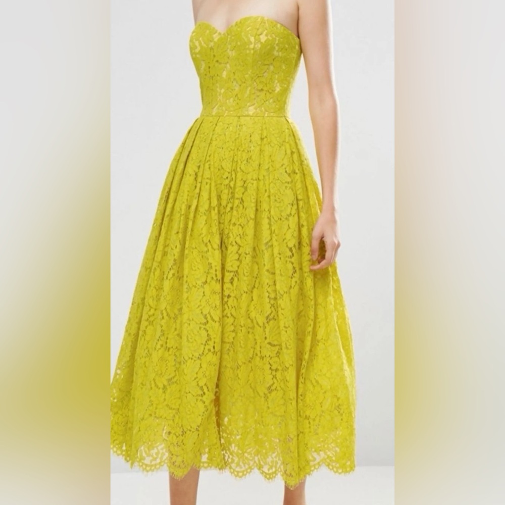 ASOS Strapless Lime Lace Dress